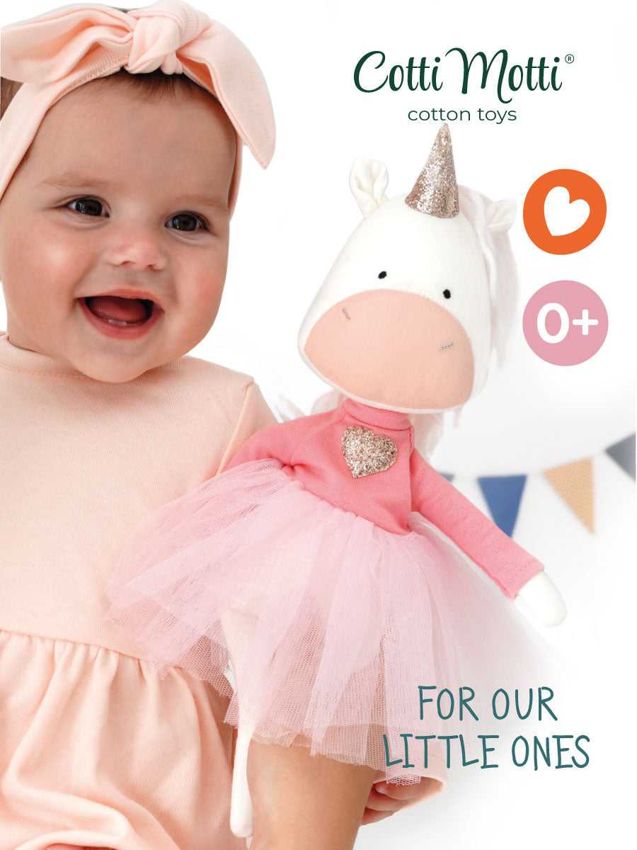 Peluche en coton, Cotti Motti, Daphné la Licorne (30cm) - ORANGE TOYS