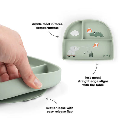 Assiette à compartiments Stick&Stay Playground Vert - DONE BY DEER