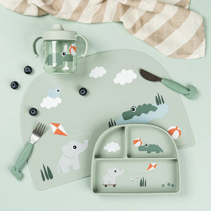 Assiette à compartiments Stick&Stay Playground Vert - DONE BY DEER