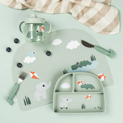 Assiette à compartiments Stick&Stay Playground Vert - DONE BY DEER