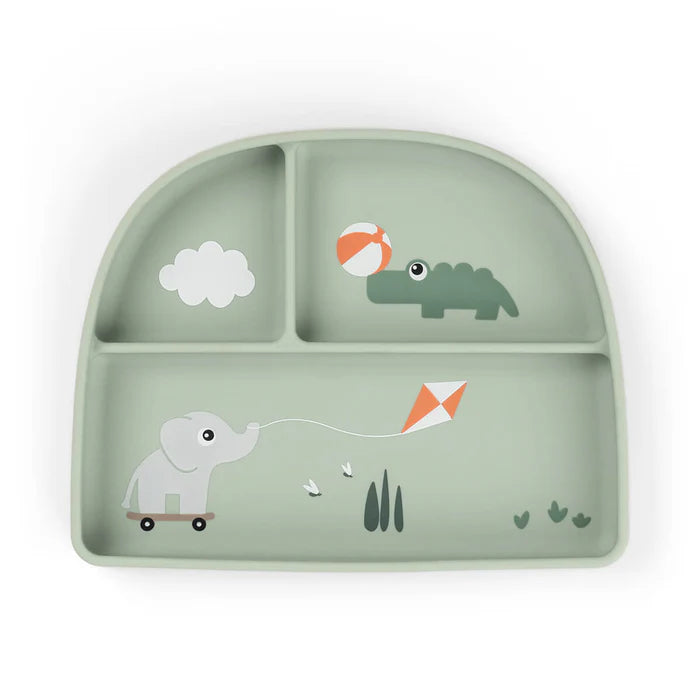Assiette à compartiments Stick&Stay Playground Vert - DONE BY DEER