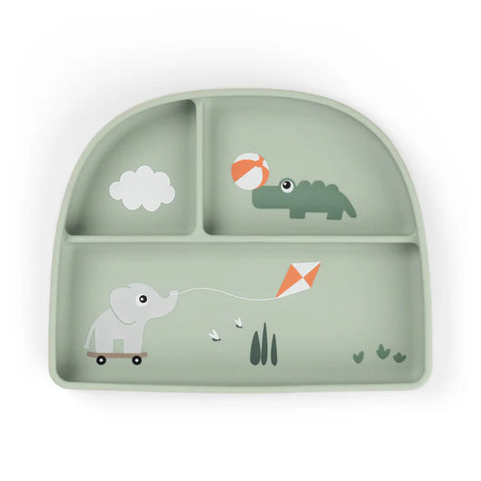Assiette à compartiments Stick&Stay Playground Vert - DONE BY DEER