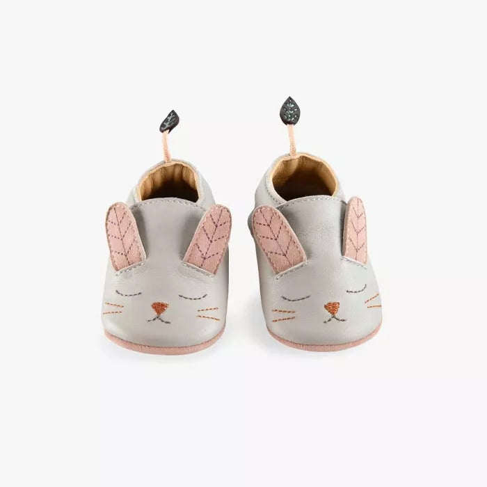 Chaussons en cuir lapin gris "Après la pluie" - MOULIN ROTY