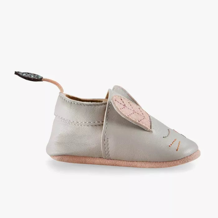 Chaussons en cuir lapin gris "Après la pluie" - MOULIN ROTY