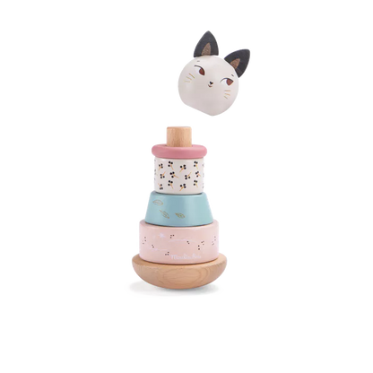 Culbuto chat empilable en bois "Après la pluie" - MOULIN ROTY