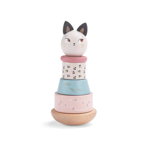 Culbuto chat empilable en bois "Après la pluie" - MOULIN ROTY