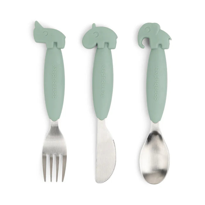 Couverts set de 3 Easy-grip vert - DONE BY DEER