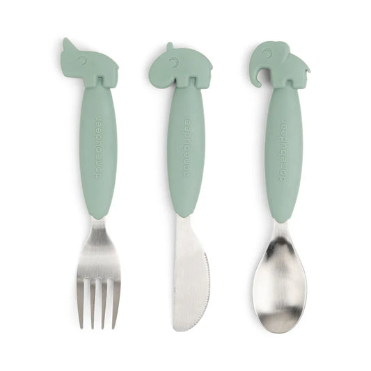 Couverts set de 3 Easy-grip vert - DONE BY DEER
