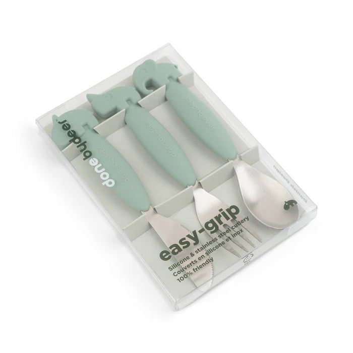 Couverts set de 3 Easy-grip vert - DONE BY DEER