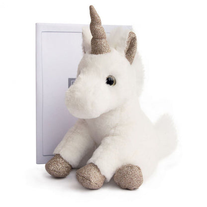 Peluche Licorne paillettes Blanche Or - 23 cm - HISTOIRE D'OURS