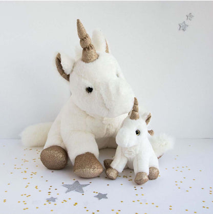 Peluche Licorne paillettes Blanche Or - 23 cm - HISTOIRE D'OURS