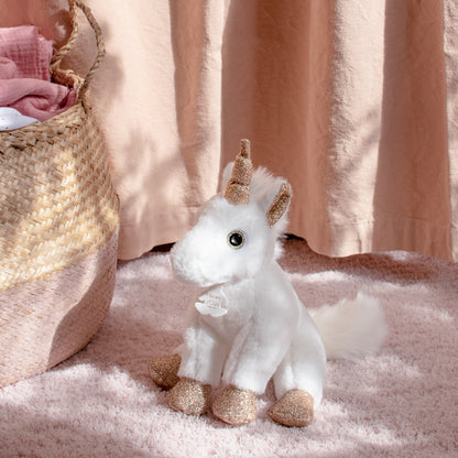 Peluche Licorne paillettes Blanche Or - 23 cm - HISTOIRE D'OURS
