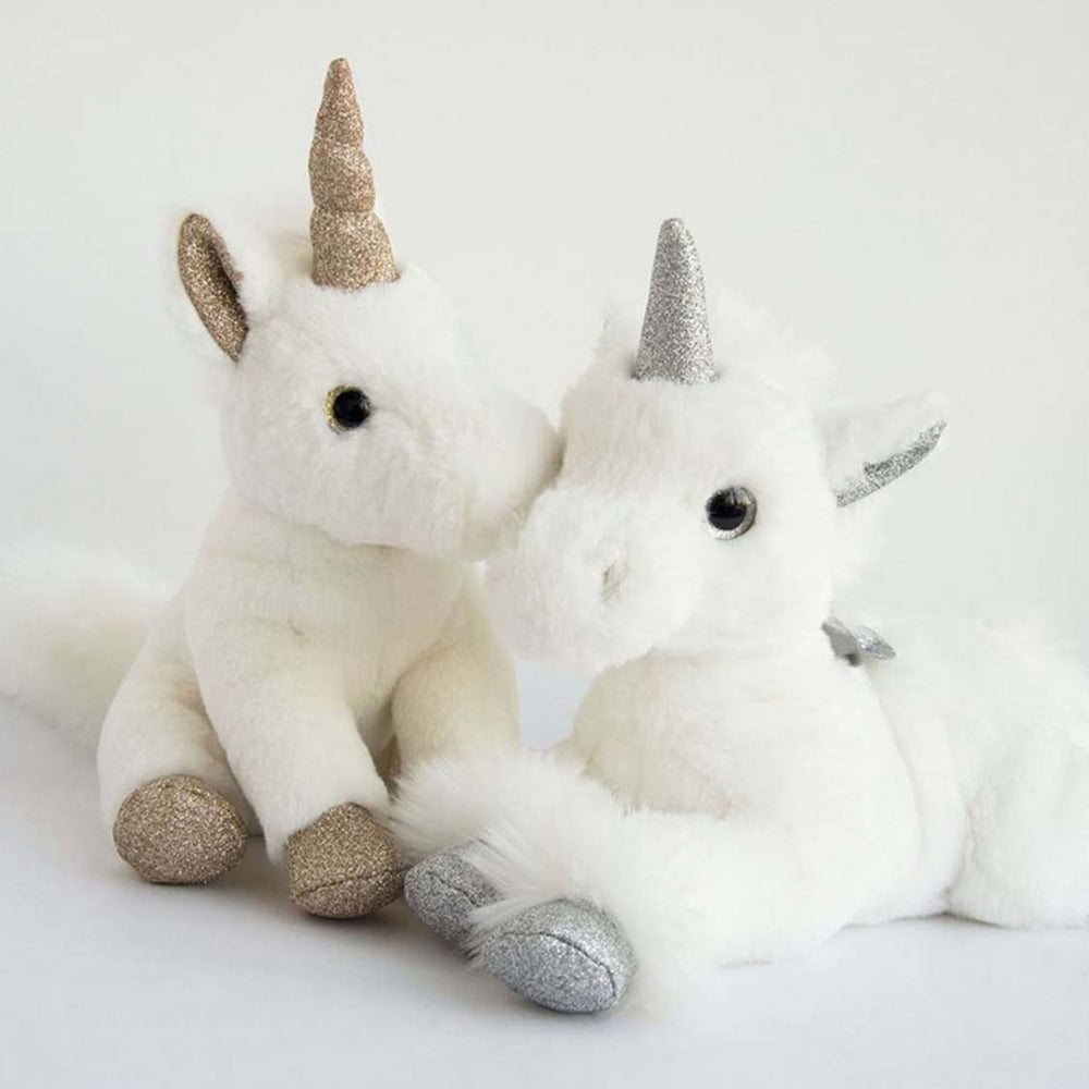 Peluche Licorne paillettes Blanche Or - 23 cm - HISTOIRE D'OURS