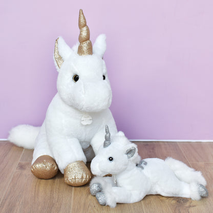 Peluche Licorne paillettes Blanche Or - 23 cm - HISTOIRE D'OURS