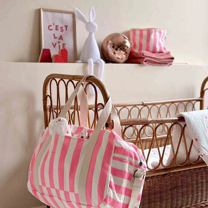 Sac à langer Raphael rayé néon pink - ROSE IN APRIL