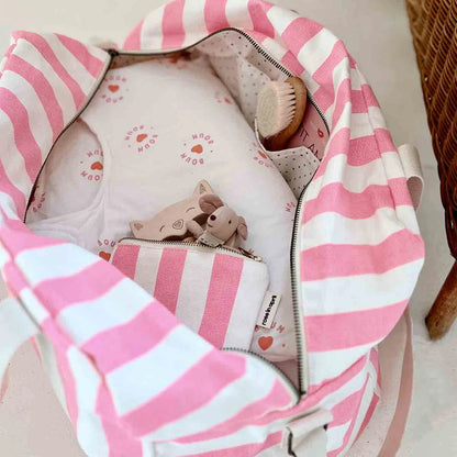 Sac à langer Raphael rayé néon pink - ROSE IN APRIL