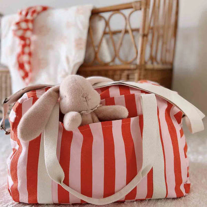 Sac à langer Raphael rayé candy pink / rouge - ROSE IN APRIL