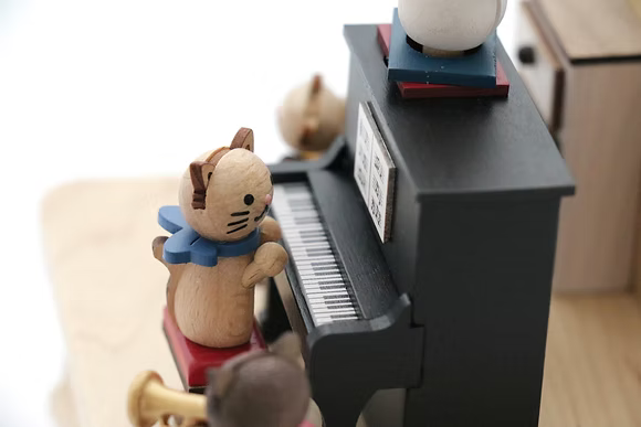 SOLIB - Boîte à musique Chats jouant du piano