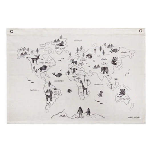 Carte du monde version anglaise - ROSE IN APRIL